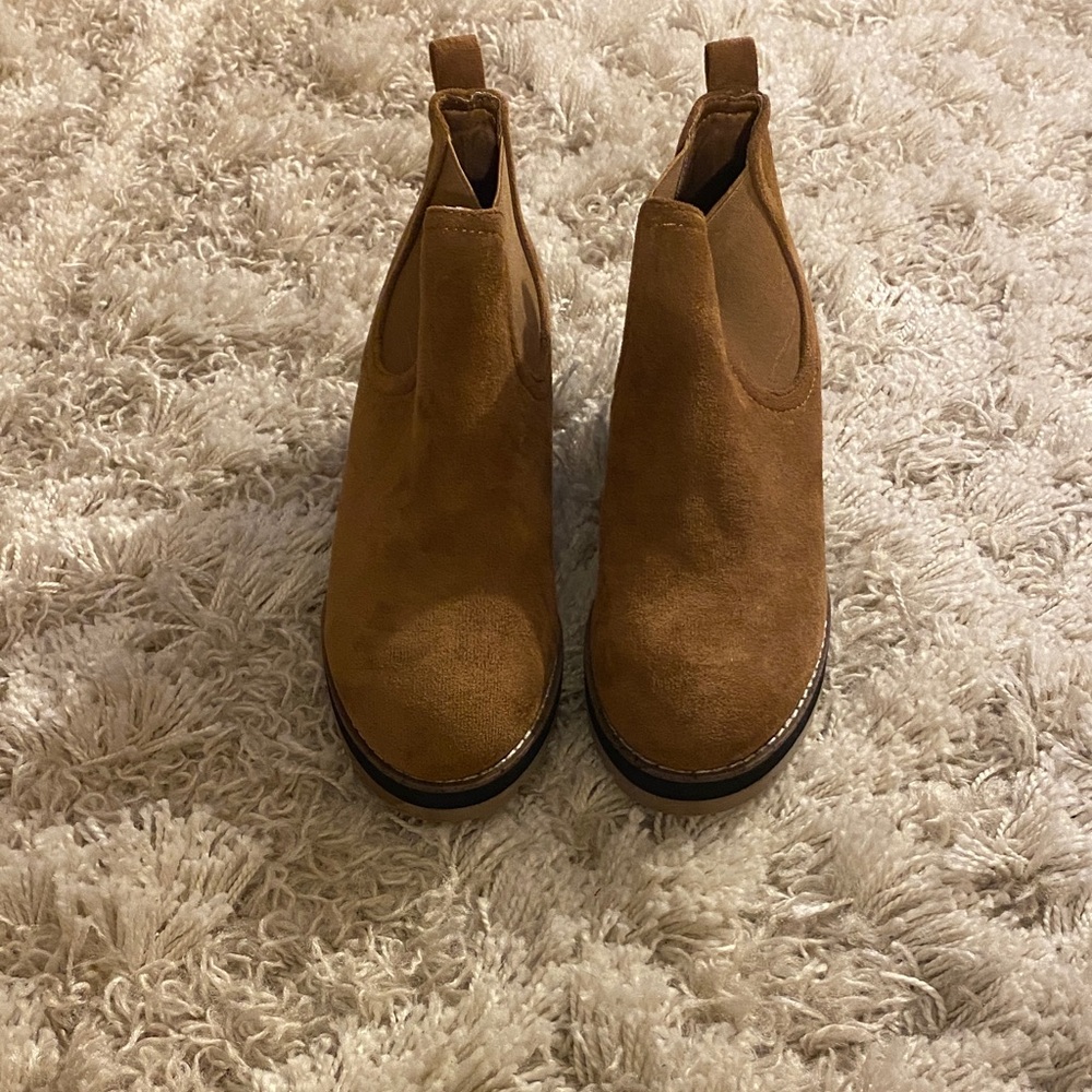 Corkys Tan Suede Slip-On Wedge Shoes/Booties